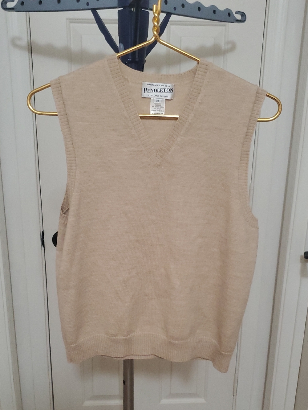 Pendleton Neutral Beige Knit V-Neck Sweater Vest